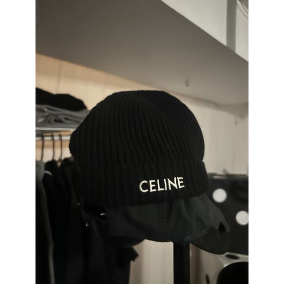 Celine Accessories - Celine Embroidered Laine Wool Knit Beanie